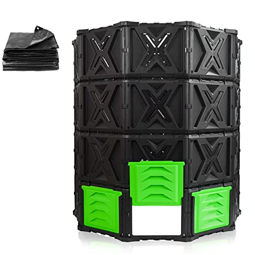 SQUEEZE master XXL Large Compost Bin Outdoor- 720L /190 Gallon-Easy Assembly-No Screws-BPA Free-Sturdy& Durable-Green Door SQUEEZE master XXL Large Compost Bin Outdoor- 720L /190 Gallon-Easy Assembly-No Screws-BPA Free-Sturdy& Durable-Green Door