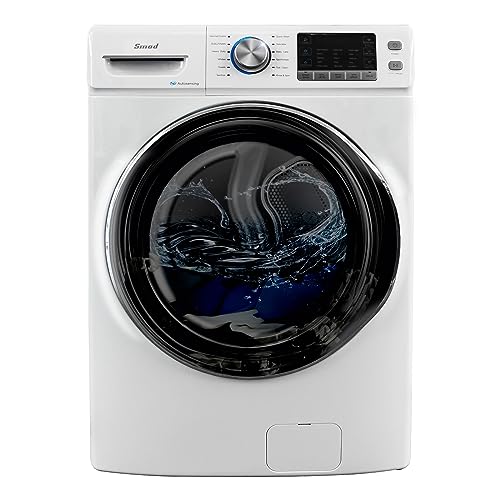 Smad 27 in. 4.5 Cu. Ft. Front Load Washing Machine with Quiet Inverter Motor, Steam and Water Plus Functions, Quick Wash, 12 Washing Cycles, 120V, White Smad 27 in. 4.5 Cu. Ft. Front Load Washing Machine with Quiet Inverter Motor, Steam and Water Plus Functions, Quick Wash, 12 Washing Cycles, 120V, White