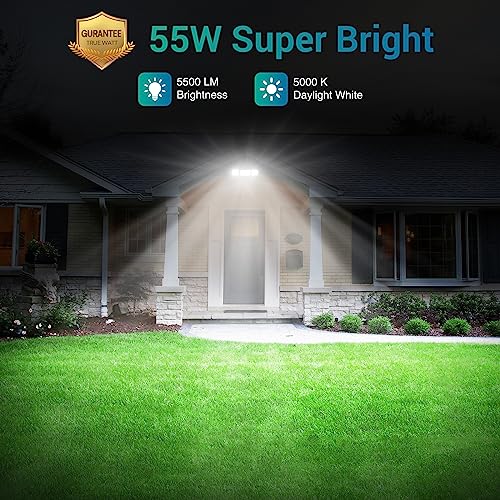USTELLAR LED Flood Light Outdoor 55W, 5500LM Flood Lights Outdoor 5000K Daylight, Exterior Security Light Waterproof with 3 Adjustable Heads, Switch Controlled Spot Light for Eave Yard Black 2 Pack USTELLAR LED Flood Light Outdoor 55W, 5500LM Flood Lights Outdoor 5000K Daylight, Exterior Security Light Waterproof with 3 Adjustable Heads, Switch Controlled Spot Light for Eave Yard Black 2 Pack