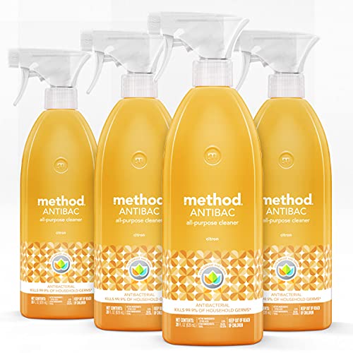 Method Antibacterial All-Purpose Cleaner Spray, Citron, Kills 99.9% of Household Germs, 28 Fl Oz, (Pack of 4) Method Antibacterial All-Purpose Cleaner Spray, Citron, Kills 99.9% of Household Germs, 28 Fl Oz, (Pack of 4)
