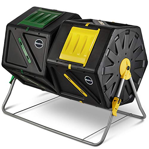 Miracle-Gro Large Dual Chamber Compost Tumbler – Easy-Turn, Fast-Working System – All-Season, Heavy-Duty, High Volume Composter with 2 Sliding Doors - (2 – 27.7gallon /105 Liter), Black Miracle-Gro Large Dual Chamber Compost Tumbler – Easy-Turn, Fast-Working System – All-Season, Heavy-Duty, High Volume Composter with 2 Sliding Doors - (2 – 27.7gallon /105 Liter), Black