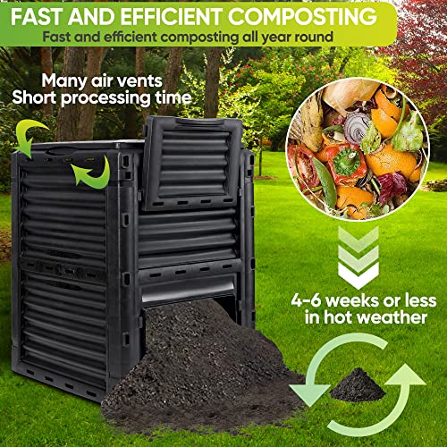 F2C Garden Compost Bin from BPA Free Material -80 Gallon(300 L) Large Compost Bin Aerating Outdoor Compost Box Easy Assembling, Lightweight, Fast Creation of Fertile Soil, Black F2C Garden Compost Bin from BPA Free Material -80 Gallon(300 L) Large Compost Bin Aerating Outdoor Compost Box Easy Assembling, Lightweight, Fast Creation of Fertile Soil, Black
