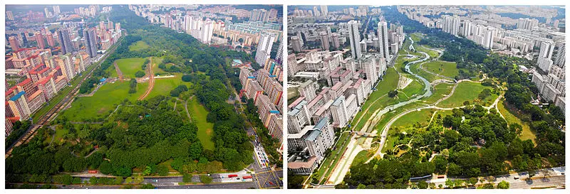 Understanding Urban Flood Management Before and After Aerial View of Kallang River