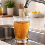 Brown or Rusty Tap Water - Glass filling with discolored water