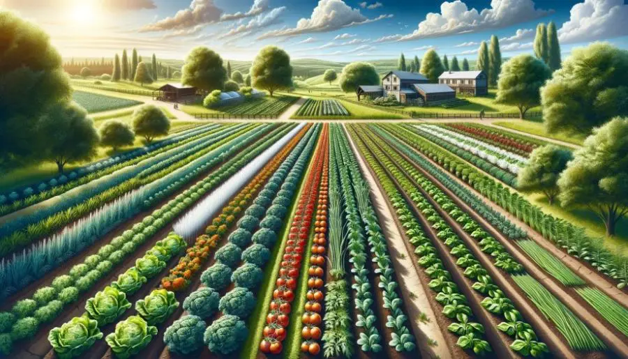 Regenerative Agriculture field with different crops