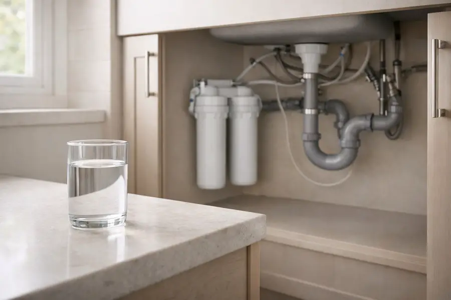 Filter Lifespan Explained - How Long Water Filters Last - Clean water filtration system under sink