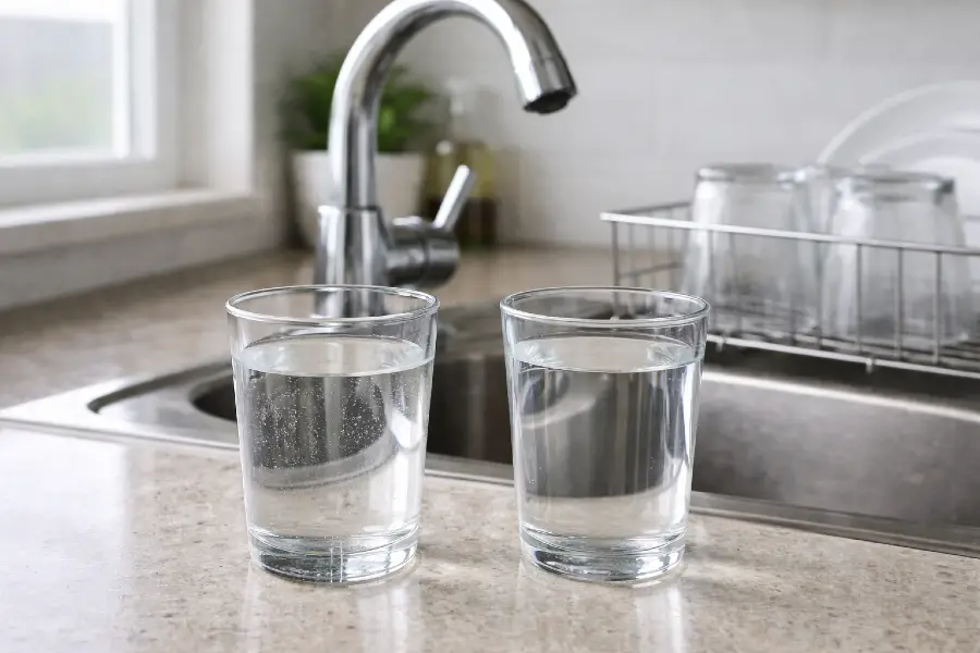 Hard Water vs Soft Water - Clear versus spotty water glasses