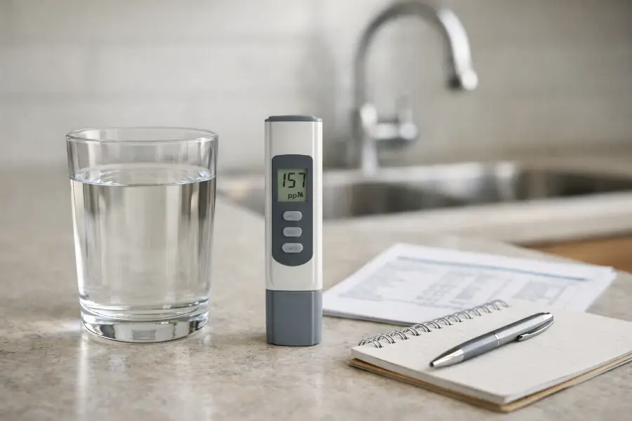 How to Interpret TDS on a Water Test - Checking water quality on the countertop