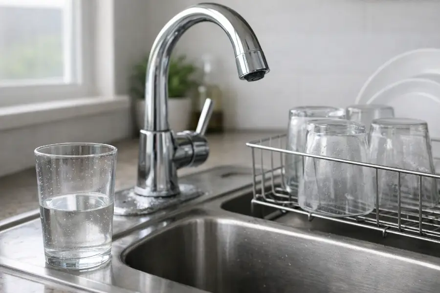 Signs You Have Hard Water - Kitchen sink with water spots