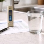 What Does ppm Mean on a Water Test - Water test setup on kitchen countertop
