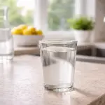What Is in Tap Water? What's Really in Your Glass What Is in Tap Water - Glass of clear tap water on a kitchen counter representing household water basics