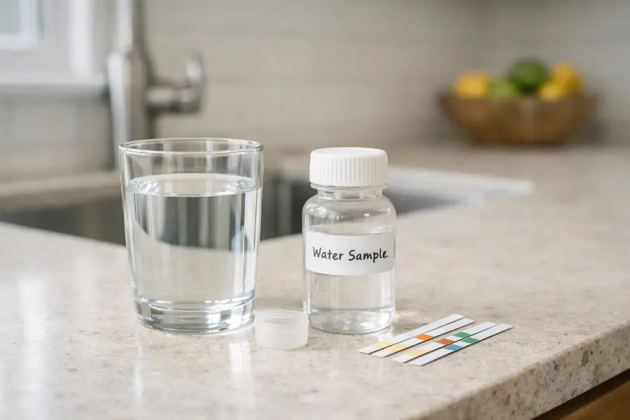 When Should You Test Your Water - Water test setup on countertop