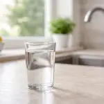Why Does My Tap Water Taste Weird - Glass of tap water on a kitchen counter representing unusual or strange taste in household water