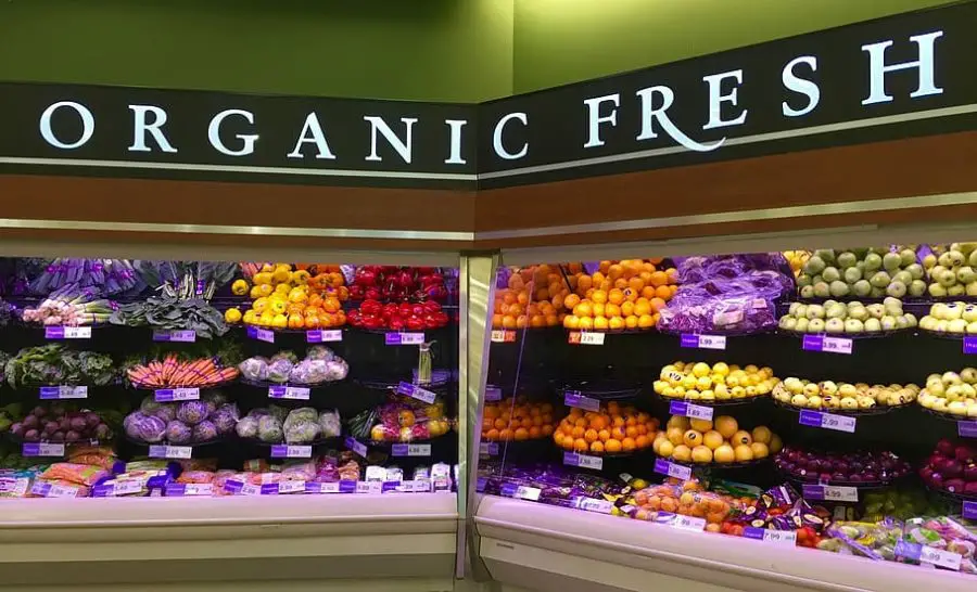 organic fresh produce in a supermarket